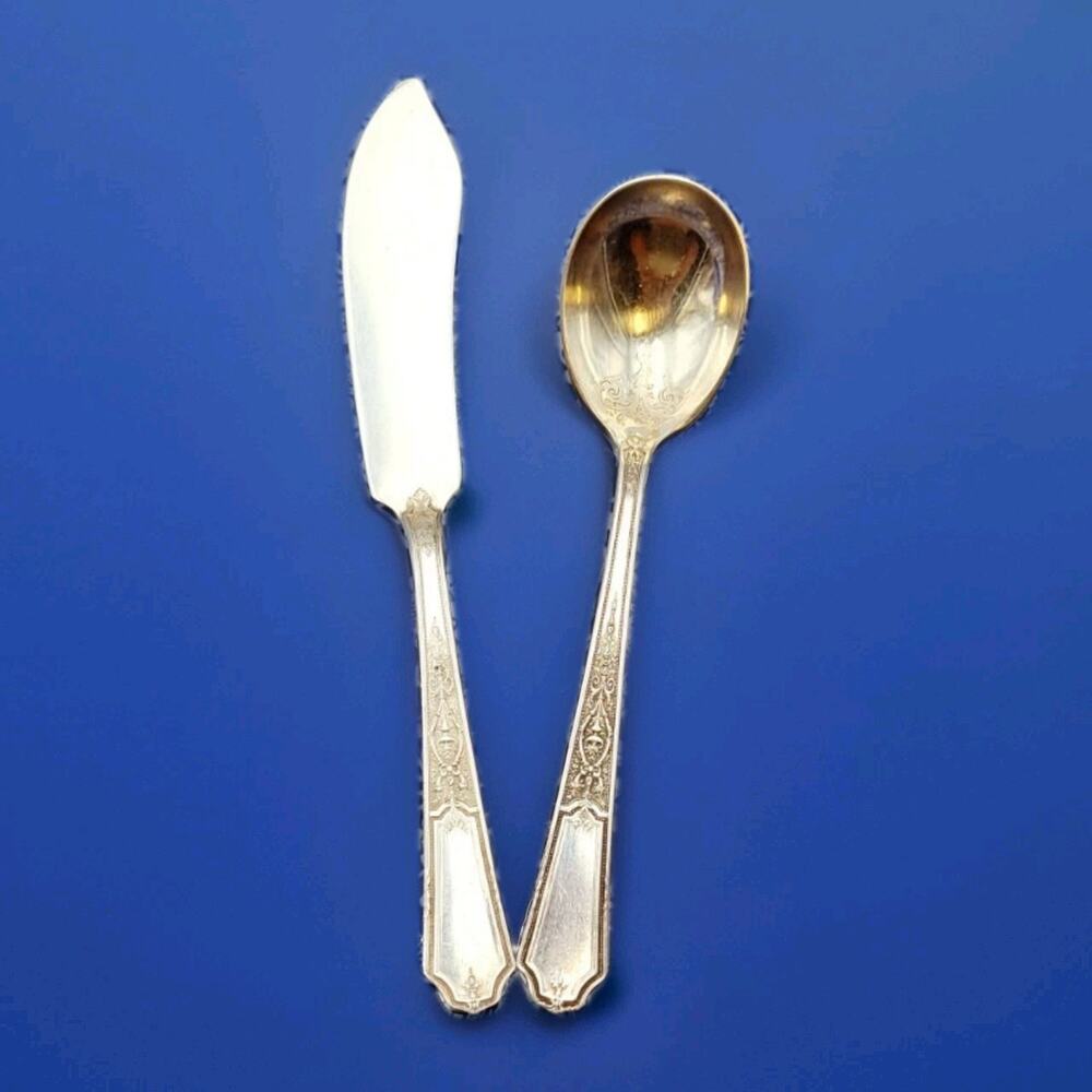 1847 Rogers Bros Ancestral Silverplate Butter Knive & Sugar Spoon Discontinued